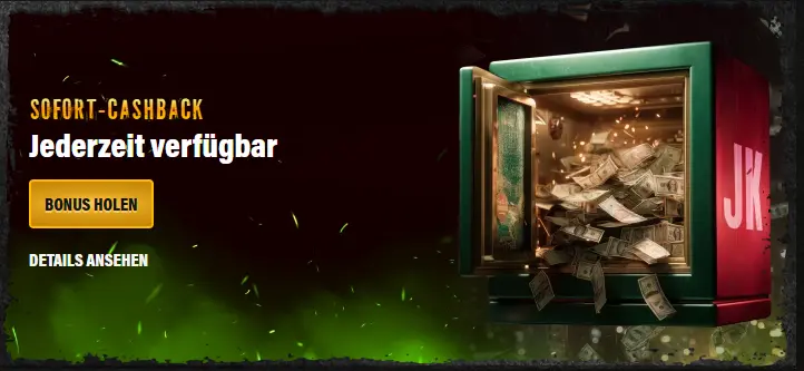 Banner für das Sofort-Cashback-Angebot.